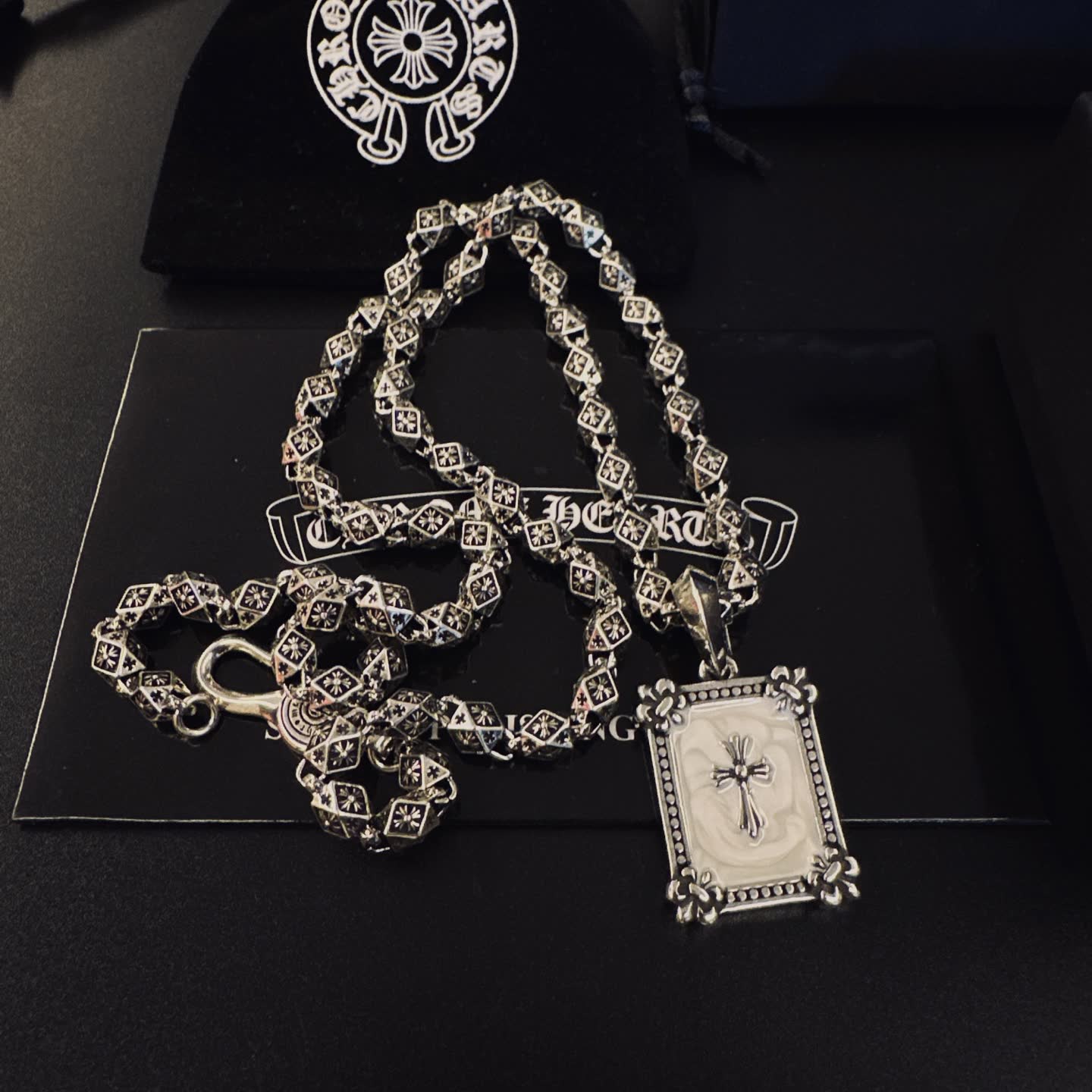 Chrome Hearts Rome Hearts Silver Cross Pendant Necklace